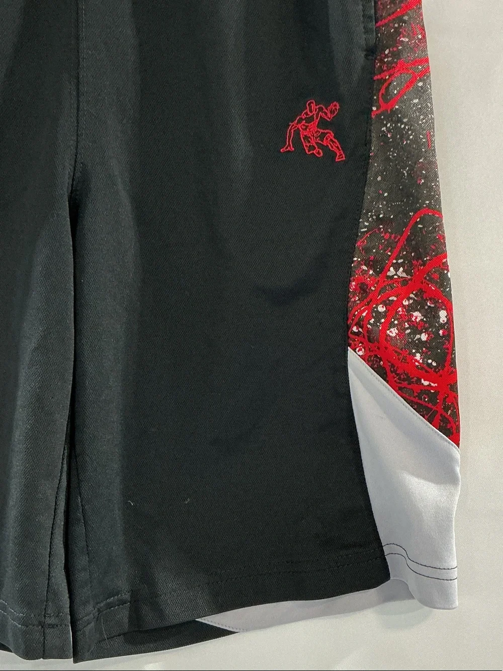 And1 Black Shorts with Red and White Accent Panels